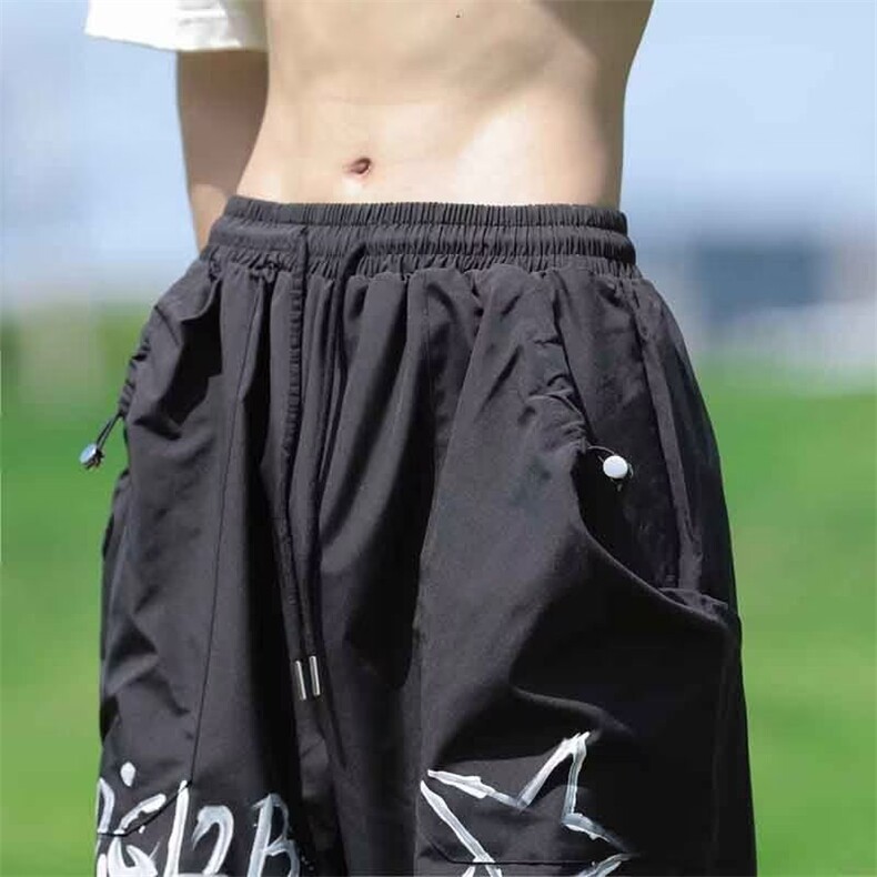 阔腿裤男韩版潮流涂鸦字母高街帅气速干2024秋夏isn长裤K4334-P36,男装休闲裤,星座412-3