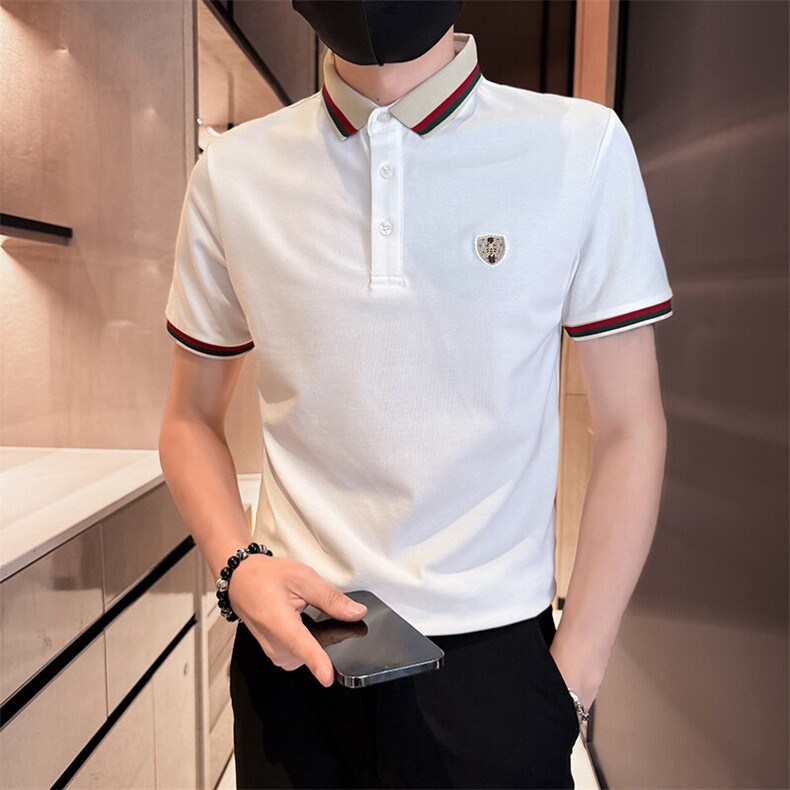2025夏季数据款补货短袖T恤欧货品质轻奢翻领Polo衫9991-P55,男装Polo衫,电商D342
