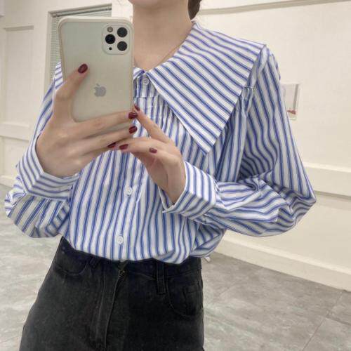 春款条纹衬衫，女装衬衫，DM(4F)
