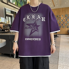 25151-特P40夏季假两件男士短袖T恤青少年圆领字母印花短袖打底衫，男装T恤，电商D310B