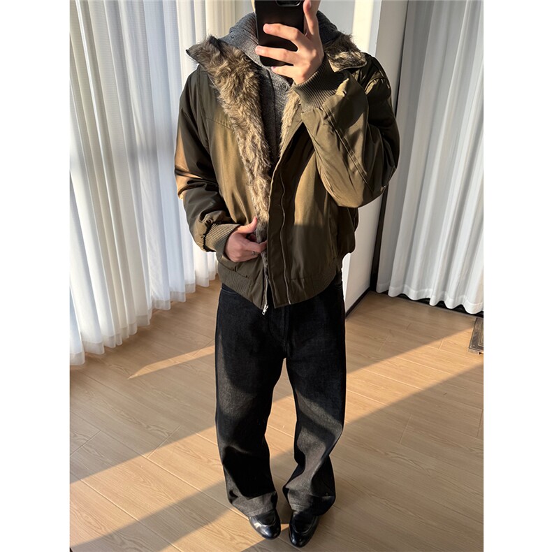 型男boxy夹克版型美潮毛领座山雕棉服W1808/特P95,男装夹克,电商B350