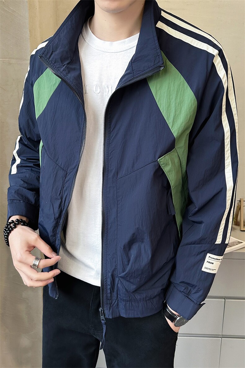 男双杠设计外套上衣工装立领拼色夹克DS-A329-FL2318-P80,男装夹克,电商A329