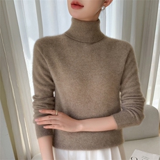 秋季新款纯色针织翻领时尚百搭休闲，女装针织衫/毛衣，思牵羊绒