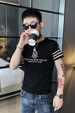 312A-7315-P35新款社会小伙短袖T恤修身男士潮流半袖体恤H，男装T恤，星座312A-5
