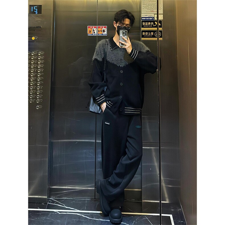 撞色拼接针织开衫外套休闲宽松毛衣上衣WT205特P70,男装针织衫/毛衣,星座908-1