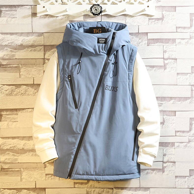 白墙斜拉链装饰连帽棉马甲男冬季防风马甲外套A090-MJ20p75限98,男装背心/马甲,电商A089-1