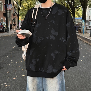 WY5065/P35秋装新款设计感印花圆领卫衣男外套大码重磅长袖上衣图片
