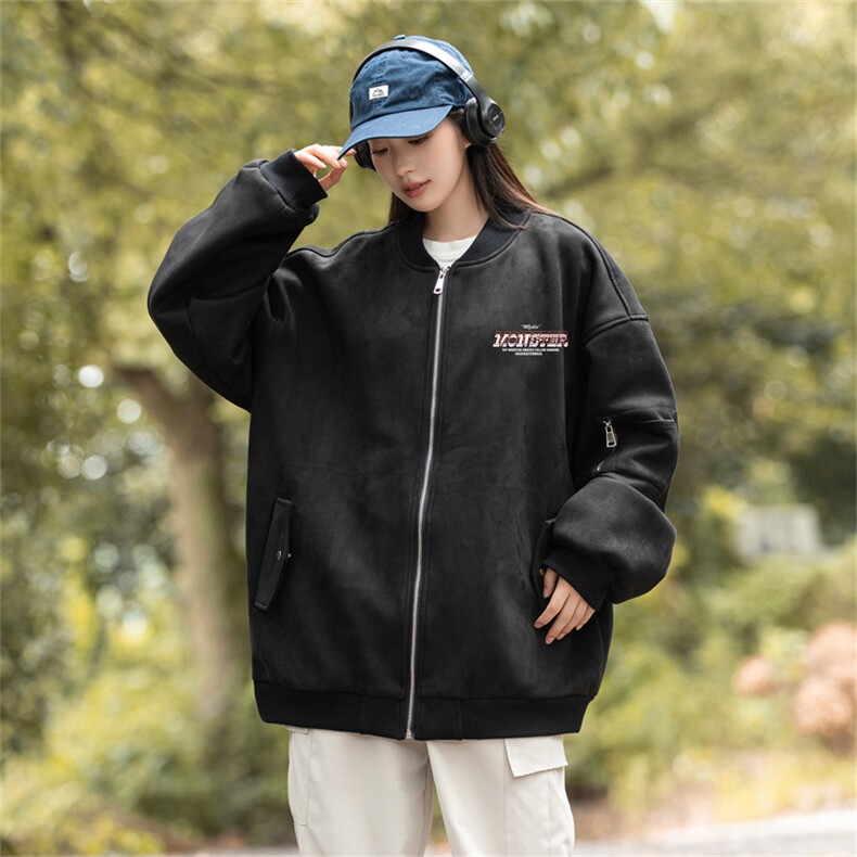 23/美式麂皮绒飞行棒球服中性风男女夹克外套JF3279-P80控108图片