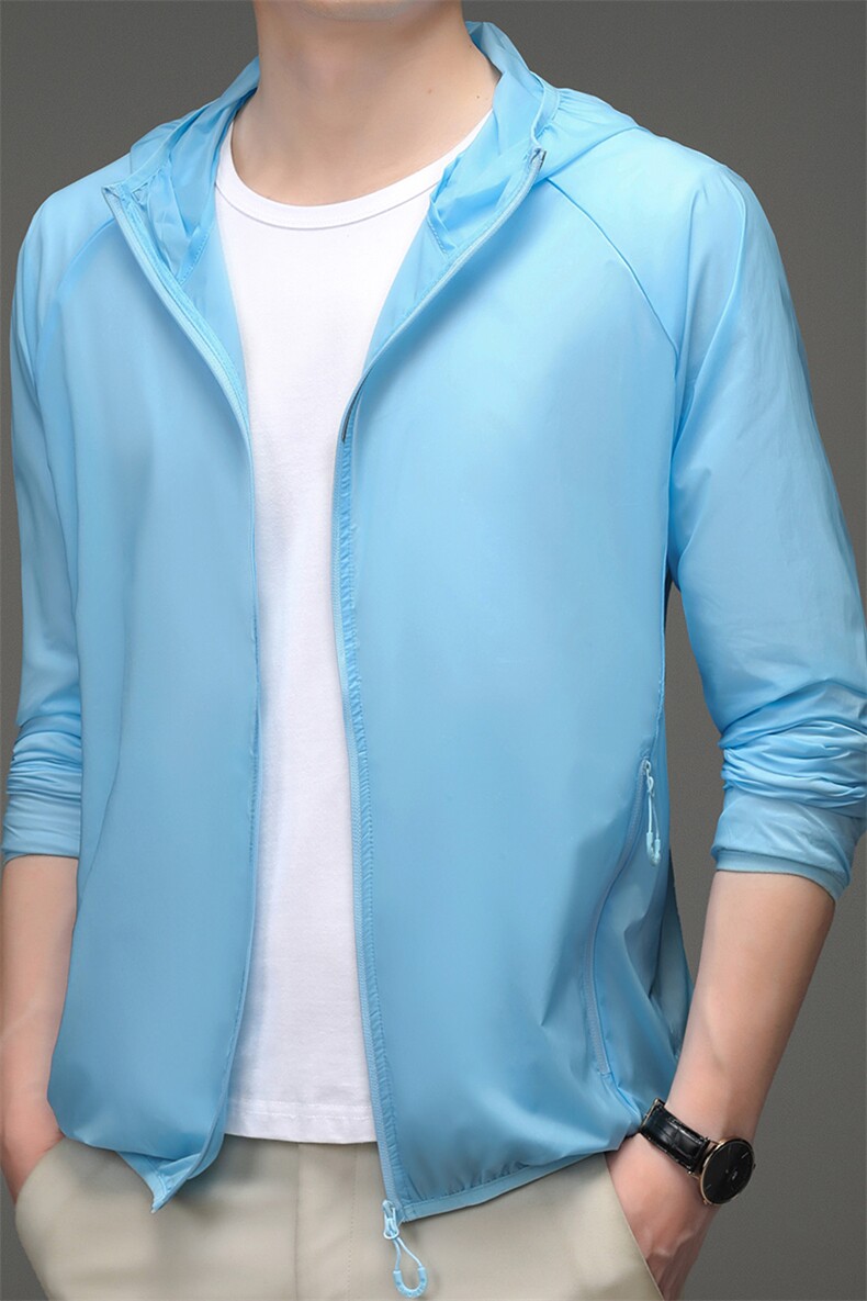 D8569夏季男士户外防晒衣皮肤衣长袖休闲连帽外套超薄防晒服P46,男装夹克,电商B360