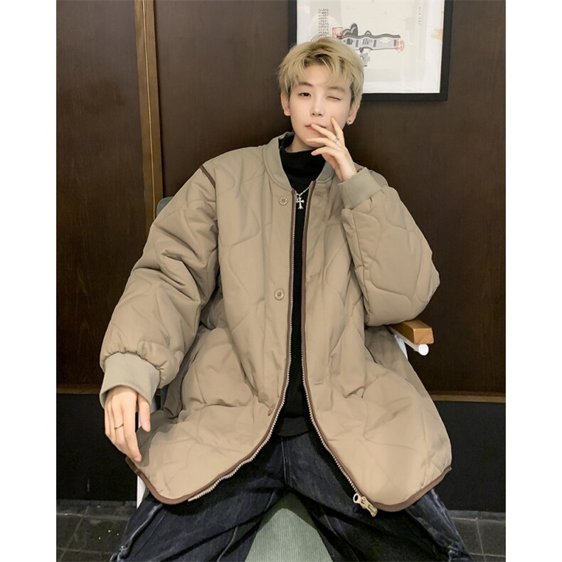 2024新款秋冬复古菱格棉服外套宽松棒球领棉衣潮流现货W8471-P75,男装棉衣,星座512-4