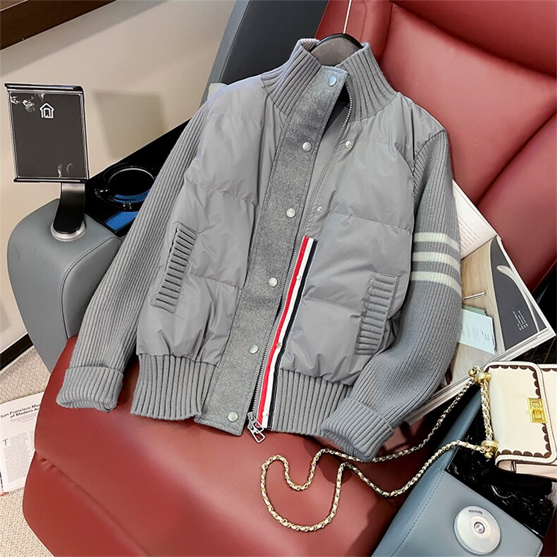 经典百搭复古针织拼接立领加厚棉服潮,女装棉衣/棉服,江南