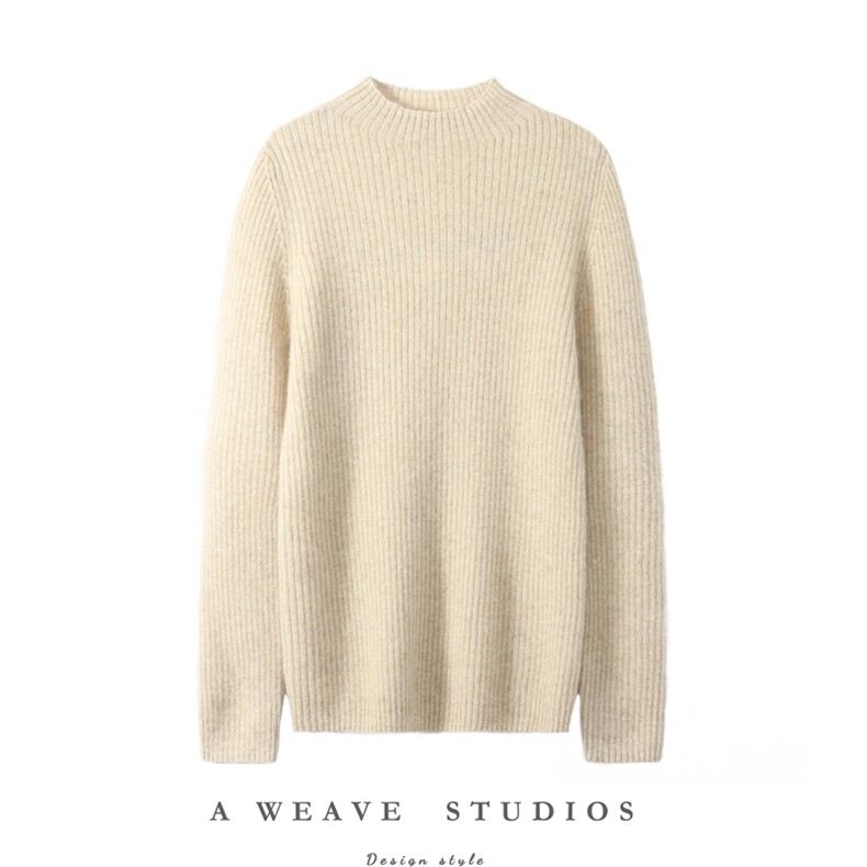 2025秋冬百搭时尚抽条半高领羊绒衫，女装羊绒衫，飞艺羊绒