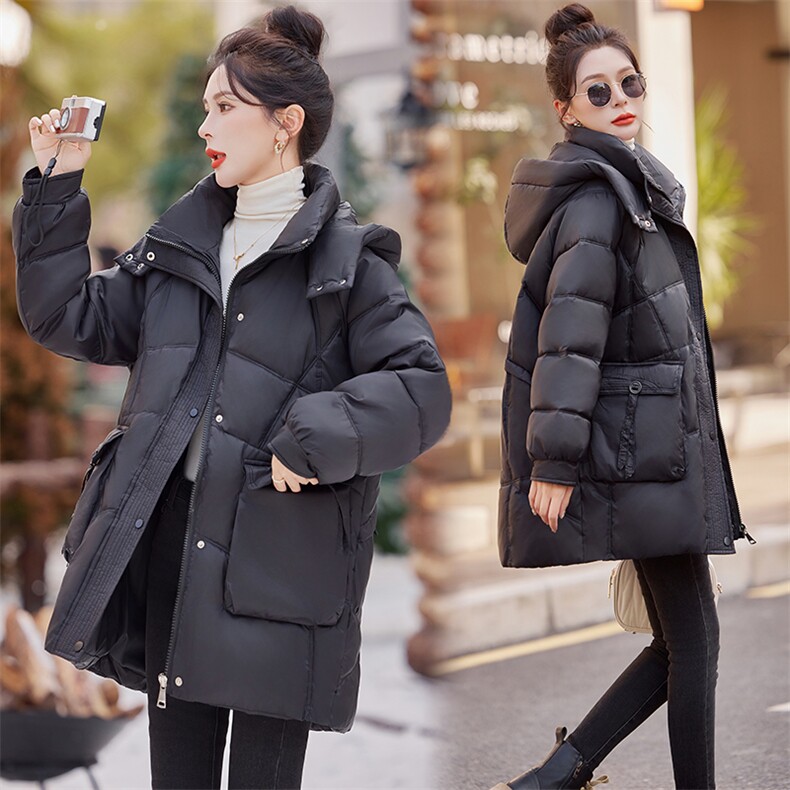 （现货）时尚气质棉服冬新款女百搭宽松韩版连帽不可拆加厚外套女图片