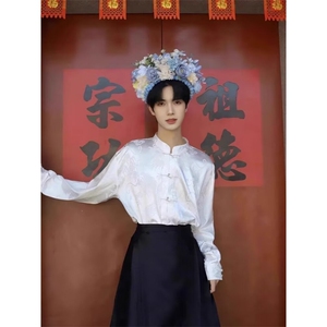 新中式盘扣春秋风唐装长袖衬衫外套衬衣上衣男女WL100-P45图片