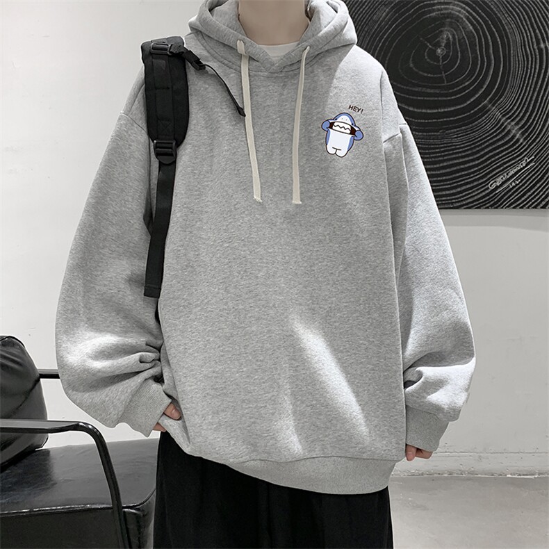 WY2167-P35 加绒款-P40 纯棉连帽卫衣男大码运动帽衫宽松薄外套男图片