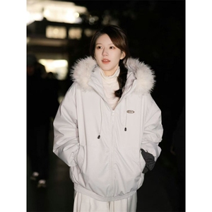 赵露思同款大毛领派克羽绒棉服女新款冬季厚工装棉袄B68-P88图片