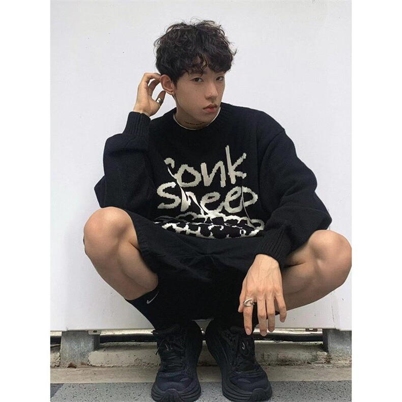 直筒型街头印花新款毛衣针织衫慵懒低圆领套头长袖气质MY894,男装针织衫/毛衣,星座1116A（原606A-3）