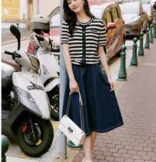 羊毛小香风开衫条纹，女装针织衫/毛衣，天佑贝依