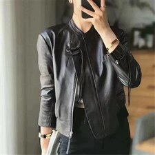 2022民族风复古盘扣设计气质皮衣外套，女装皮衣，L·H·X