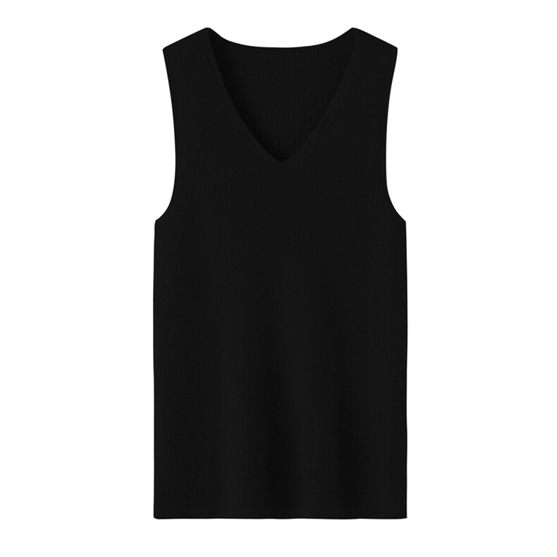 2025夏秋新款一线成衣羊绒衫女100山羊绒修身内搭上衣V领针织背心，女装背心吊带，昭美纯山羊绒