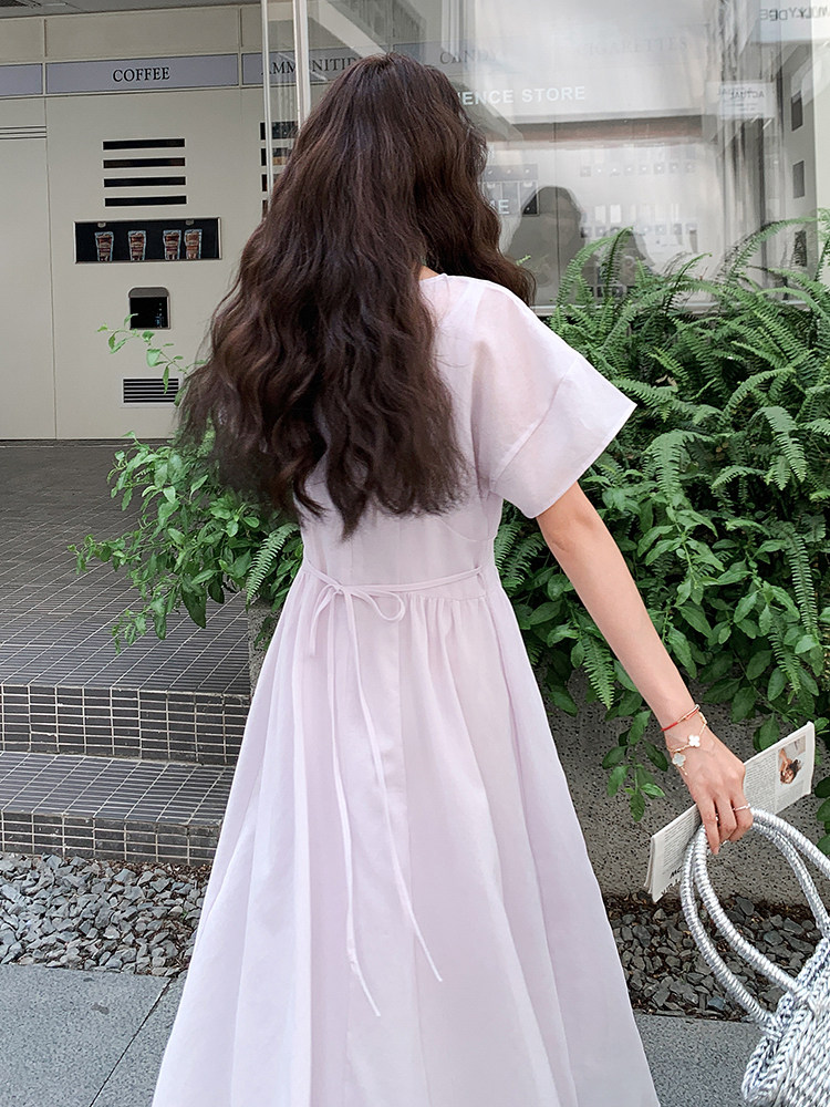 法式浪漫浅紫色连衣裙女夏2025新款度假风公主裙流行温柔风超火,女装连衣裙,浙宝305