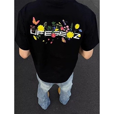 ursggon花卉t恤男款夏季重磅纯棉短袖美式高街半截袖LF2944-p28，男装T恤，星座1008