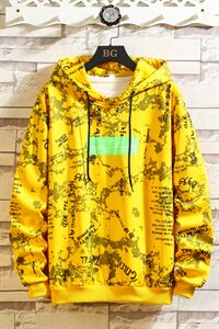 703-W195 秋冬薄绒帽衫 数码印花潮流卫衣图片