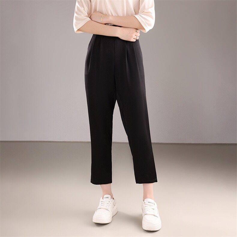2025年春季七分裤宽松百搭纯色简约休闲裤，女装休闲裤，亿美羊绒