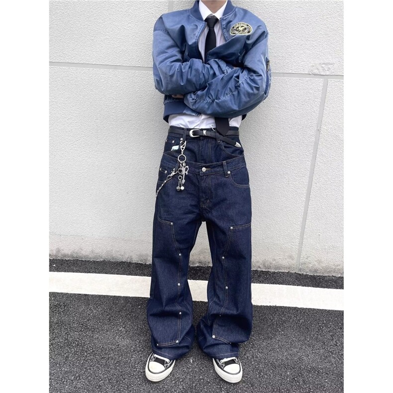 时尚慵懒日系原宿文艺简约新款ins流行潮流牛仔裤气质百搭,男装牛仔裤,星座516A