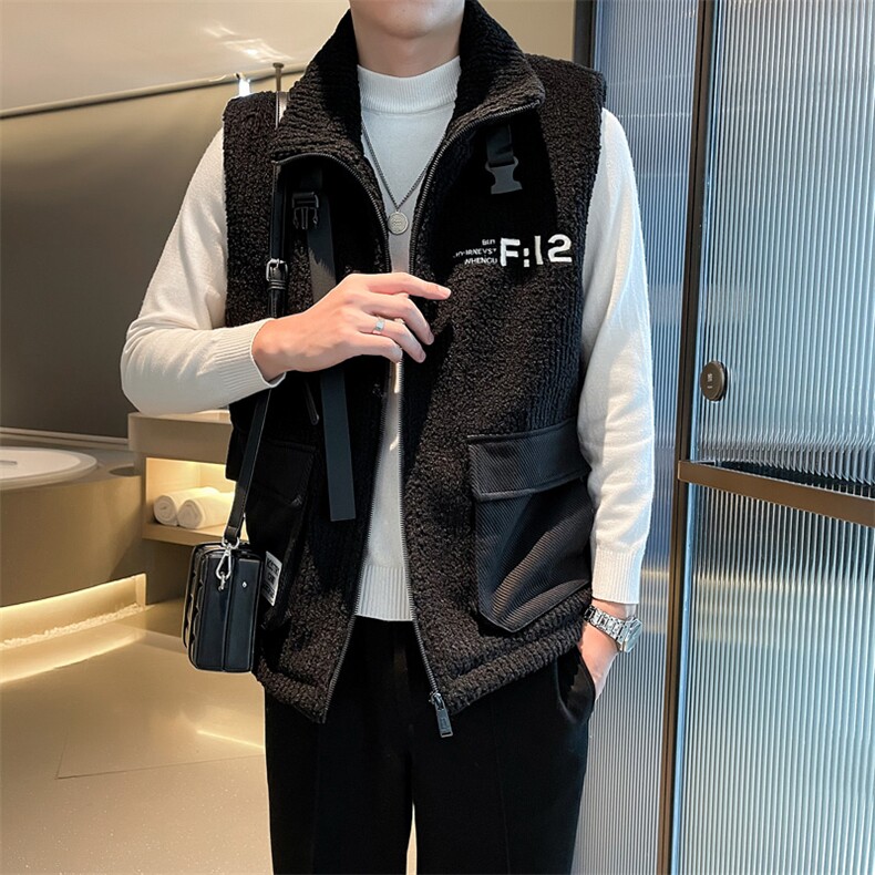 2024冬季加厚羊羔毛立领棉马甲背心外套男M501-p115控165,男装背心/马甲,电商D303