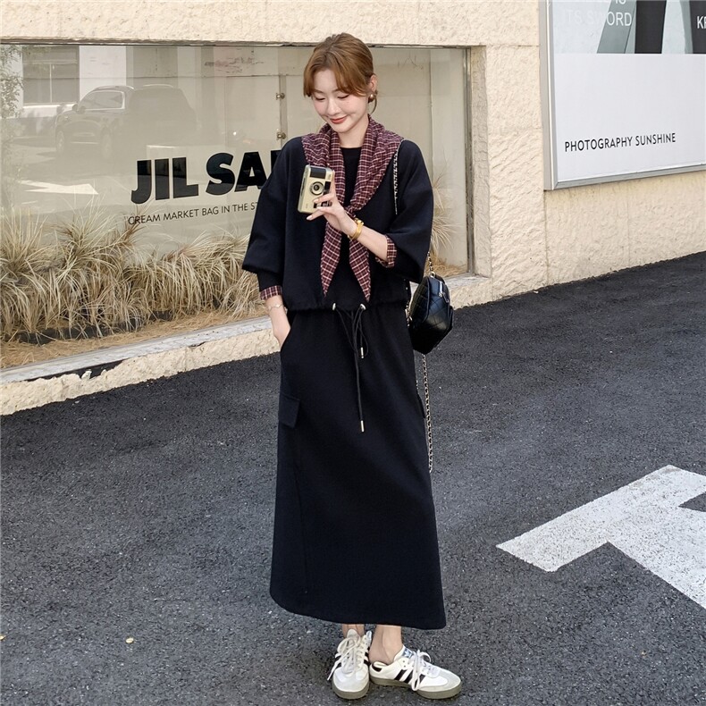 韩版学院风休闲套装女2025秋季新款设计感气质卫衣半身裙两件套,女装套装/套裙,2C098