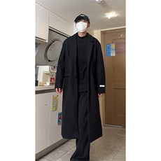 （有货加棉）ins原版加长毛呢大衣冬季加厚袖标款风衣NZ665批135，男装风衣，星座1004-6
