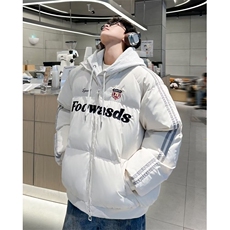 字母绣花棉服男冬复古条纹加厚运动面包服款棉衣外套M9093，男装棉衣，星座1116A-1（原606A）