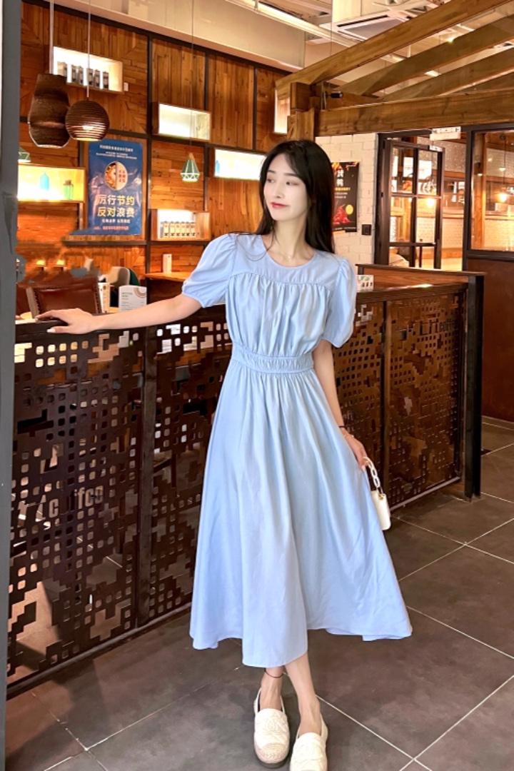 依挺好2022年夏季新款铜氨丝料高腰显瘦连衣裙港风气质群,女装连衣裙,依挺好
