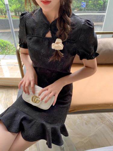 司藤旗袍式连衣裙，女装婚纱/旗袍/礼服，雾灵水Lady-Lin