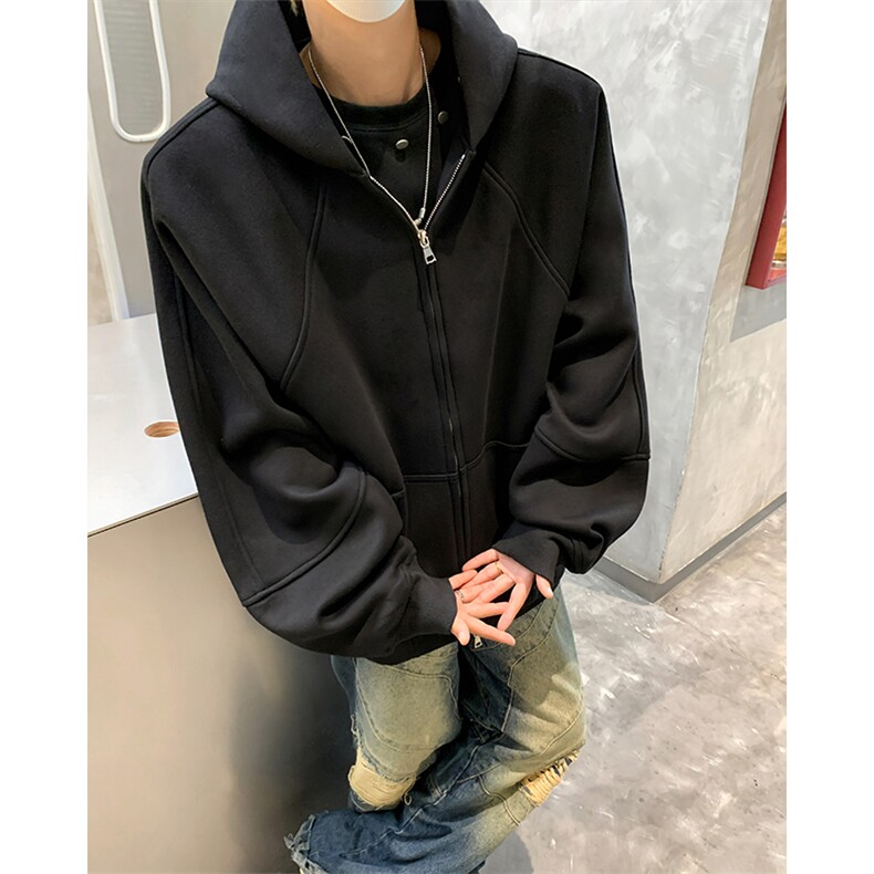 百搭高街连帽大码港风ins潮流外套街头卫衣WY10092特P55加绒特P65，女装短外套，电商A059