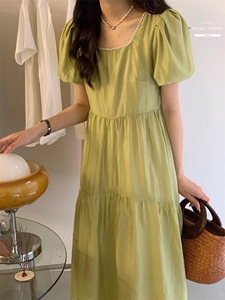 法式泡泡袖连衣裙夏季设计感众温柔高级感初恋裙子图片