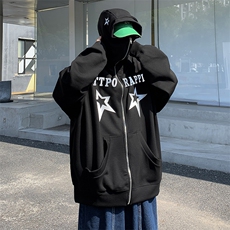 WY12-P42美式复古加绒连帽开衫卫衣外套，男装卫衣，星座1501-1