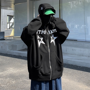 WY12-P42美式复古加绒连帽开衫卫衣外套图片