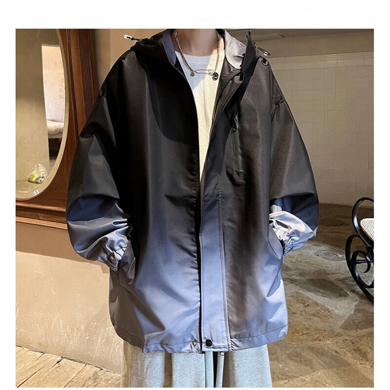 1港风山系防水冲锋衣渐变色夹克男：聚酯纤维JK77088P85控128,男装夹克,星座226-2