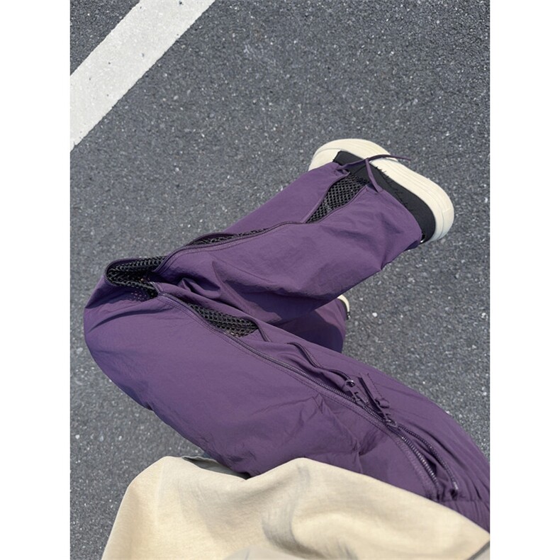 B221美式ins高街暗黑纯色网状拉链休闲裤LK24211-特P38控68,男装休闲裤,电商B221