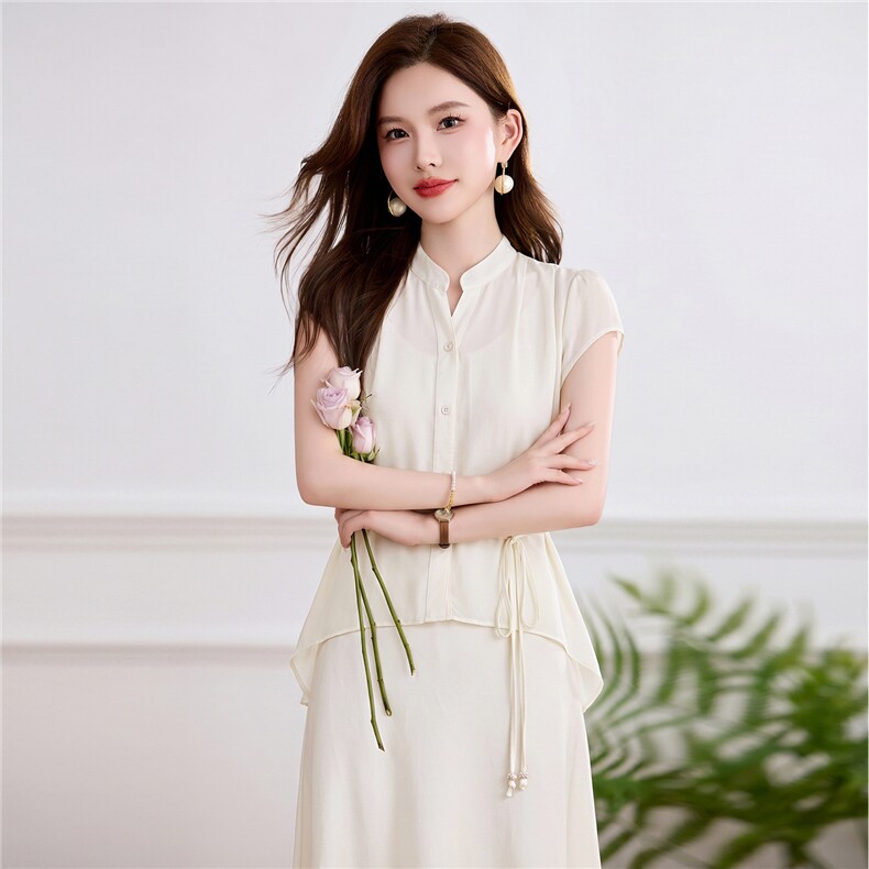 时尚潮流2026年夏季时尚休闲系带上衣+吊带连衣裙两件套,女装套装/套裙,伊航服饰
