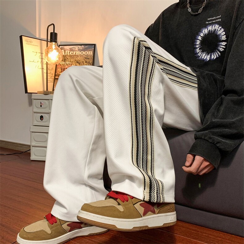 2024秋冬休闲裤男条纹织带运动裤直筒裤313A-1-NK50-P55控价68，男装休闲裤，星座808A-1