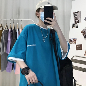 XZ115A-T06 200克纯棉男女字母印花大码S-5XL 10色T恤衫圆领半袖图片