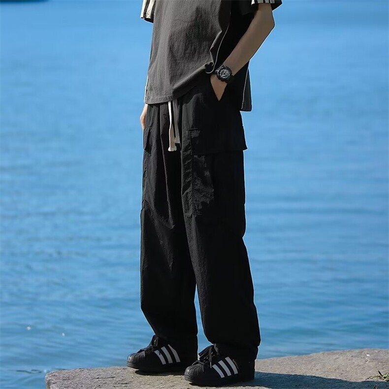 工装休闲裤男士韩版潮流口袋宽松秋季2024新款ins长裤K5429-P38，男装休闲裤，星座412-3