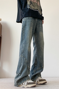 现货S-3XL 加大码美式高街直筒宽松牛仔裤 310A-2 BK308 P55 控78图片
