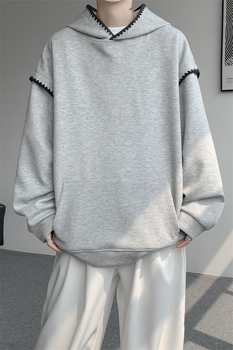 WY10155-特P48控88新款连帽贝壳绣花麦穗提花大码男宽松情侣卫衣,男装卫衣,电商A059