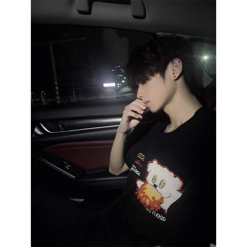 重磅美式植绒纯棉短袖绣花t恤男夏季新款万针刺绣上衣Q2685-特P35图片