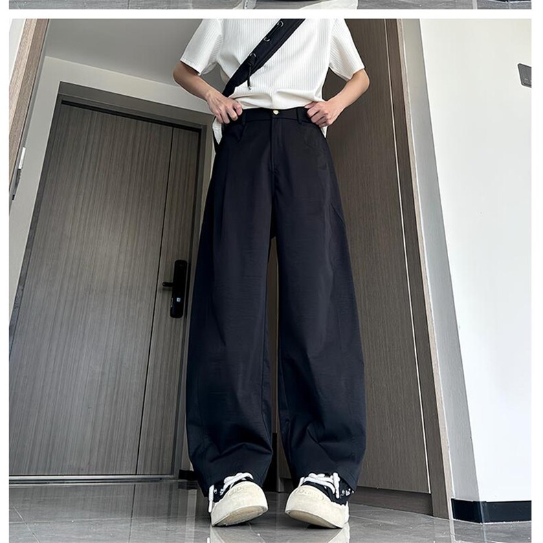 春夏美式高街褶皱休闲裤男女西裤直筒垂感裤子潮牌百搭阔腿长裤子,男装西裤,电商A486