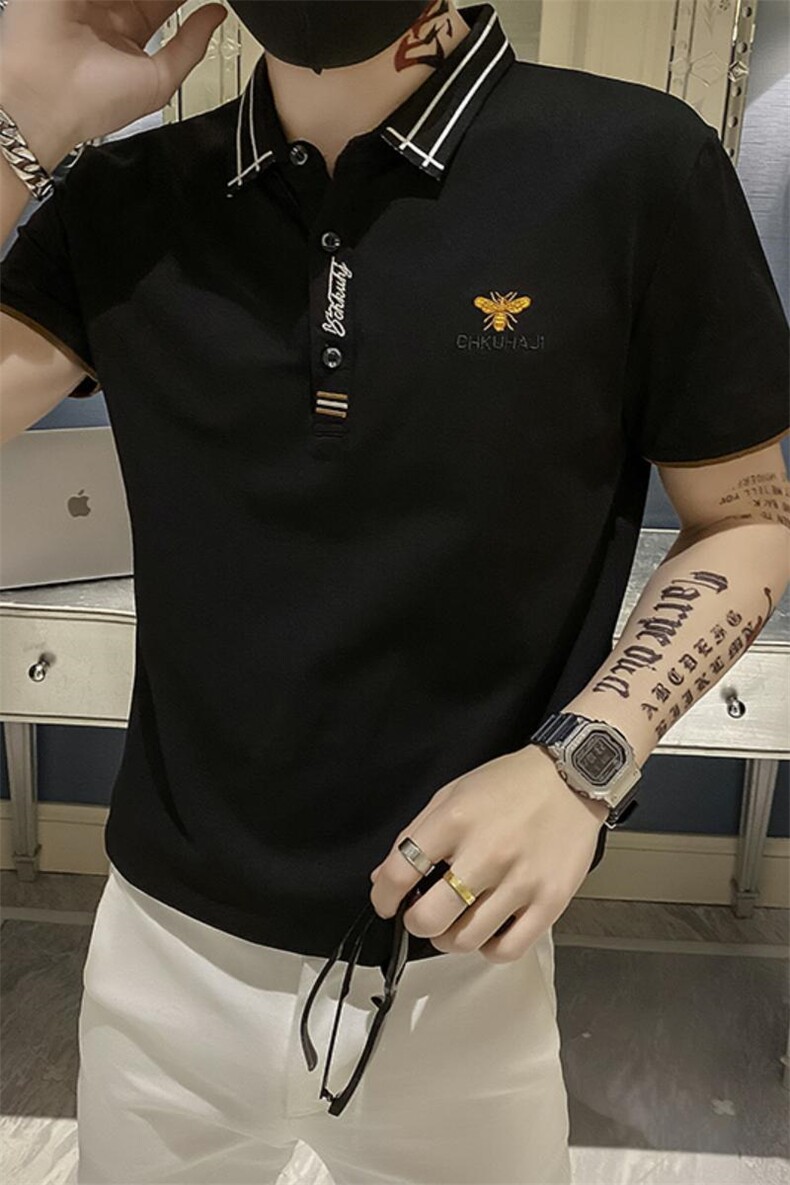 82380-P35痞帅t恤男ins超火精神小伙短袖社会polo衫夏季半截袖,男装Polo衫,电商D310B